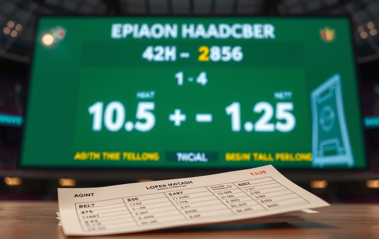 Asian handicap odds på resultattavle med spillskjema