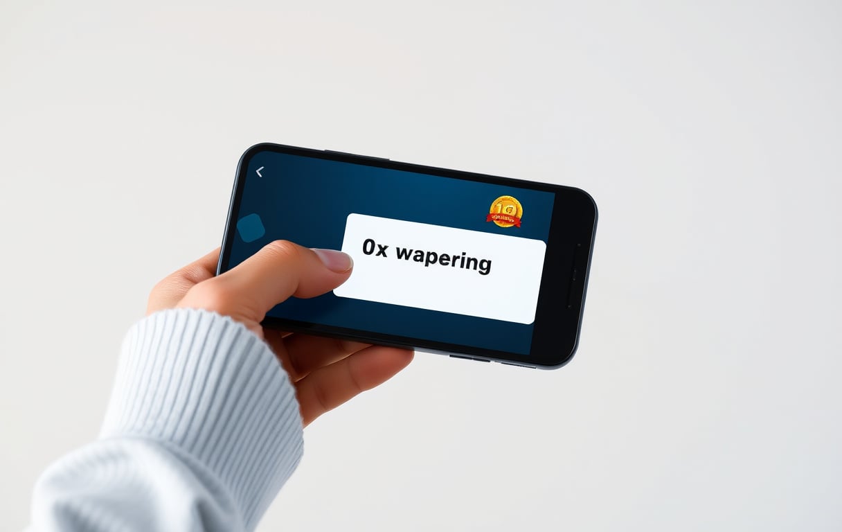 Person som holder en smarttelefon med en uttakskvittering fra et casino, med '0x wagering' fremhevet.